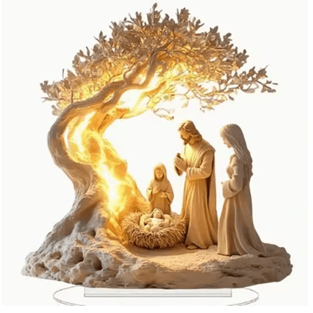 Transparent Acrylic Nativity Scene Ornament Elegant Christian Christmas Table Centerpiece 12