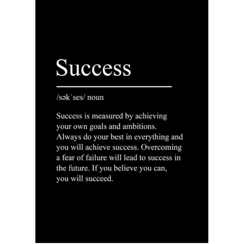 Minimalist Success Mindset Poster Inspirational Definition Canvas Wall Art 19