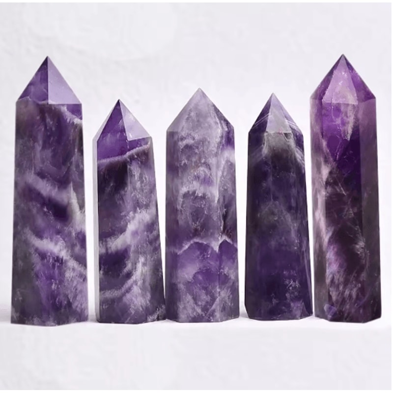 Rose Quartz Amethyst Crystal Healing Wand Natural Reiki Energy Decor 9