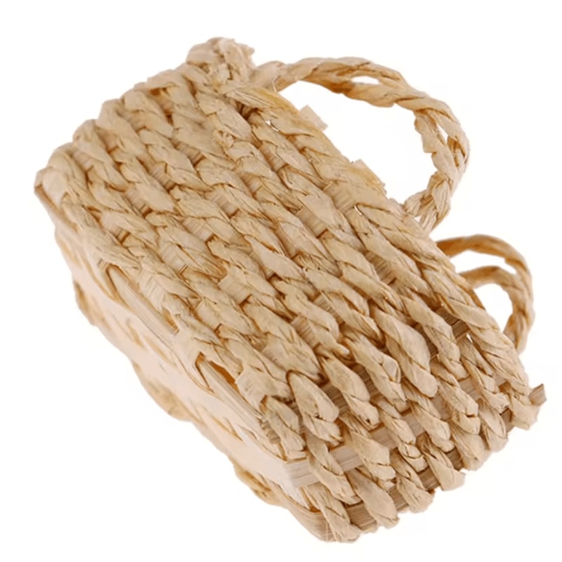 Mini Rattan Dollhouse Food Basket 112 Scale Handwoven Kitchen Accessory 1