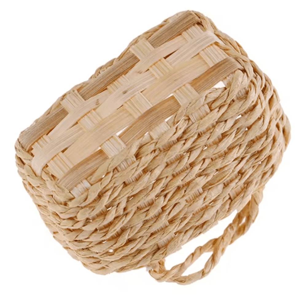 Mini Rattan Dollhouse Food Basket 112 Scale Handwoven Kitchen Accessory 2