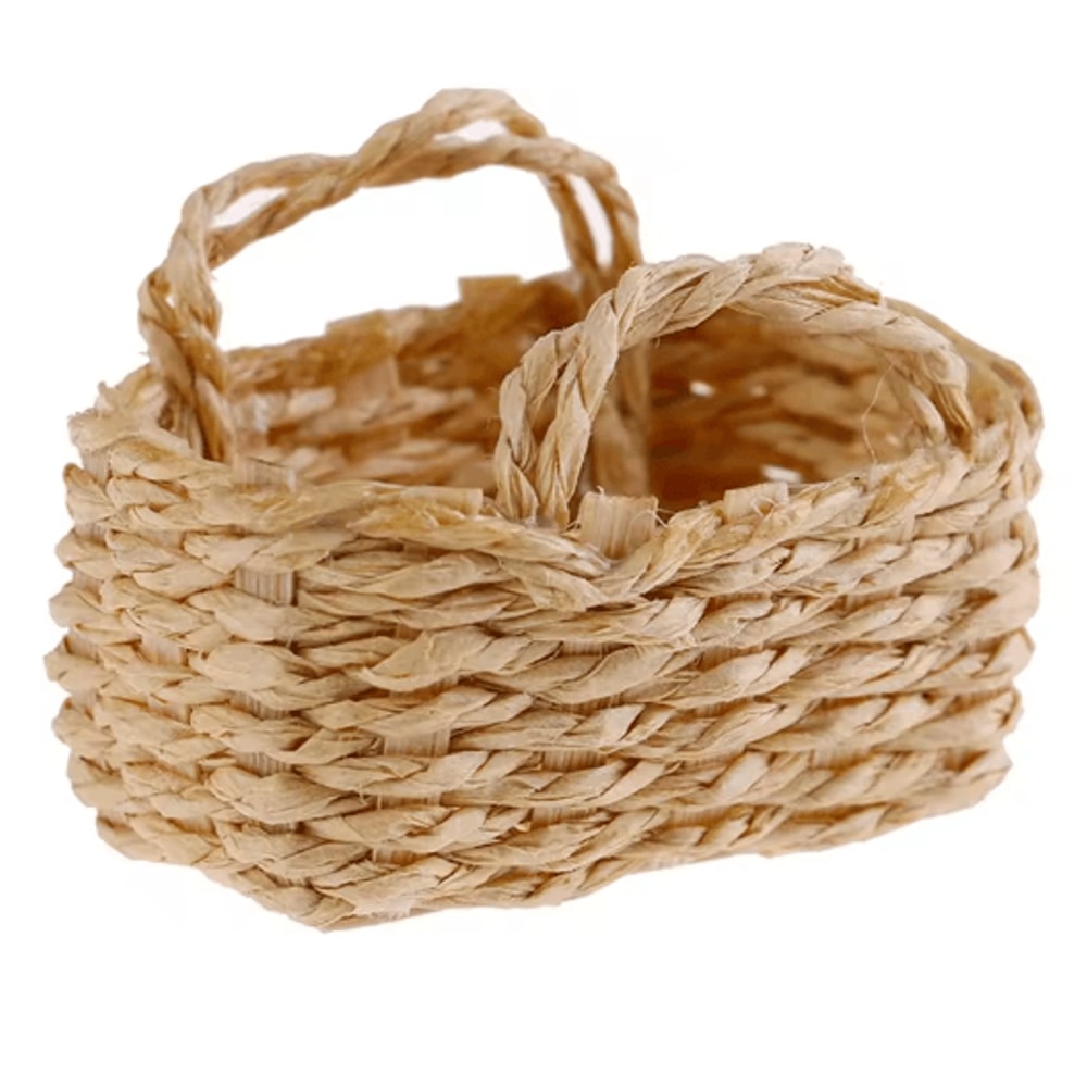 Mini Rattan Dollhouse Food Basket 112 Scale Handwoven Kitchen Accessory 3
