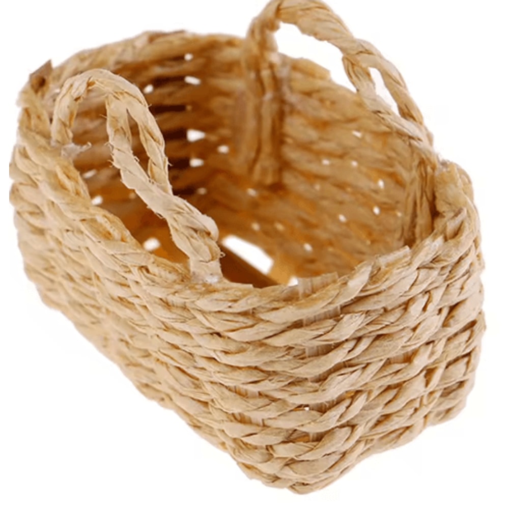 Mini Rattan Dollhouse Food Basket 112 Scale Handwoven Kitchen Accessory 4