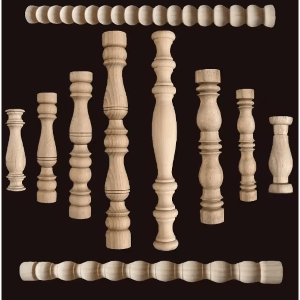 Vintage Hand Carved Wood Spindle Column Decorative Furniture Applique Accent 0