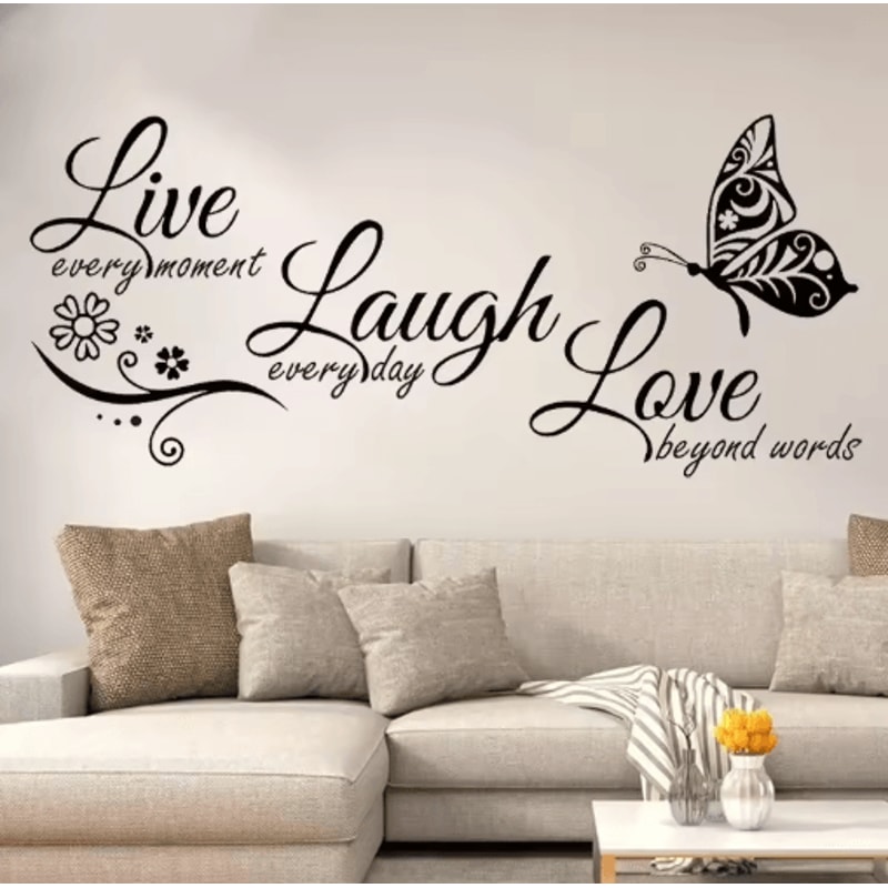 Live Laugh Love Butterfly Wall Sticker Floral Vinyl Quote Decor 4