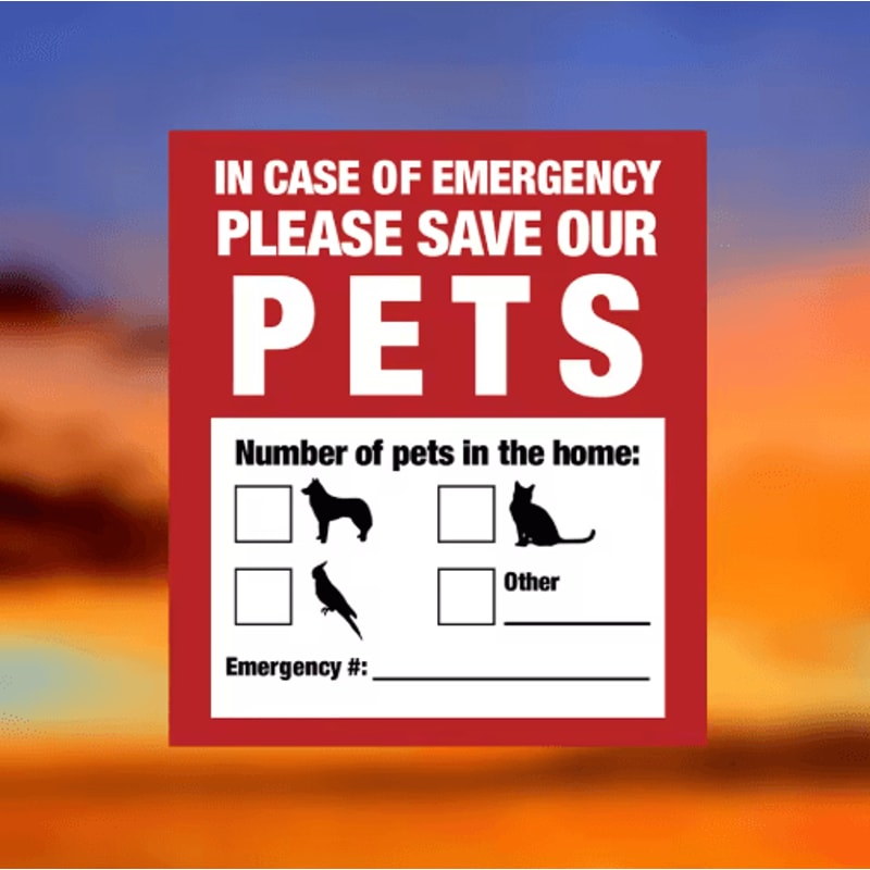 Pet Alert Window Stickers Emergency Rescue Decal Set 4 Pack 4