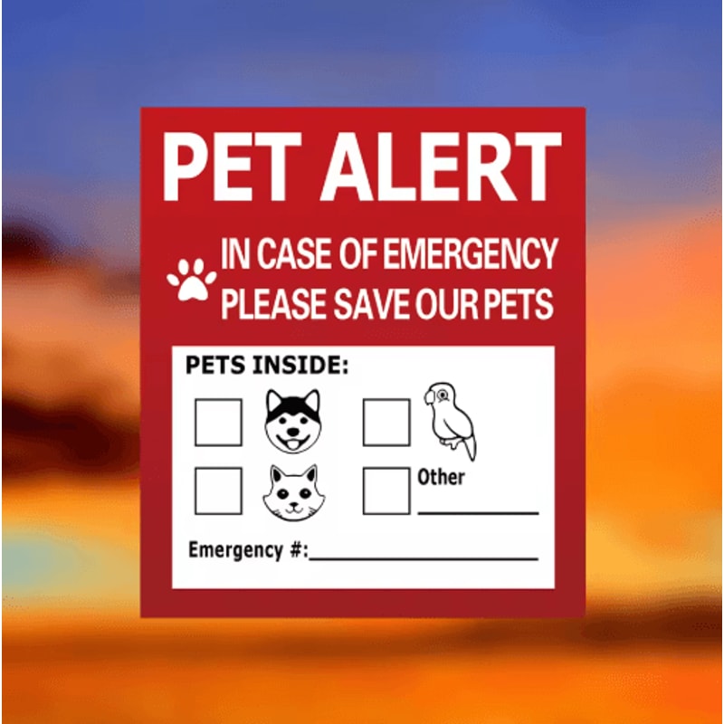 Pet Alert Window Stickers Emergency Rescue Decal Set 4 Pack 6