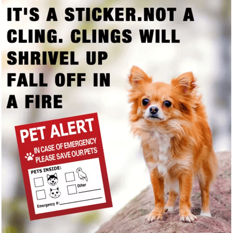 Pet Alert Window Stickers Emergency Rescue Decal Set 4 Pack 9