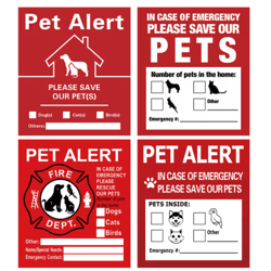 pet alert window stickers emergency rescue decal set (4 pack)