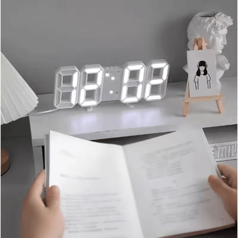 3D LED Digital Clock Voice Activated Luminous Silent Alarm Desk Clock 5