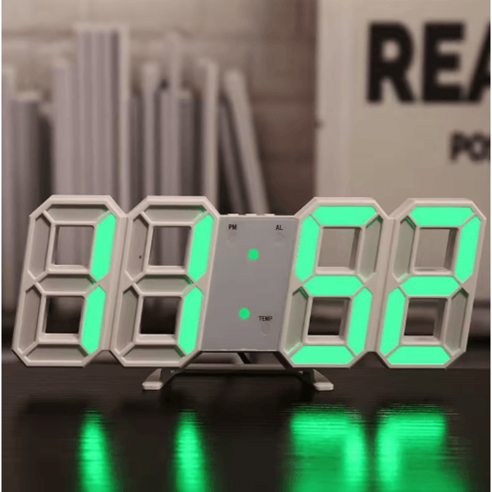 3D LED Digital Clock Voice Activated Luminous Silent Alarm Desk Clock 0