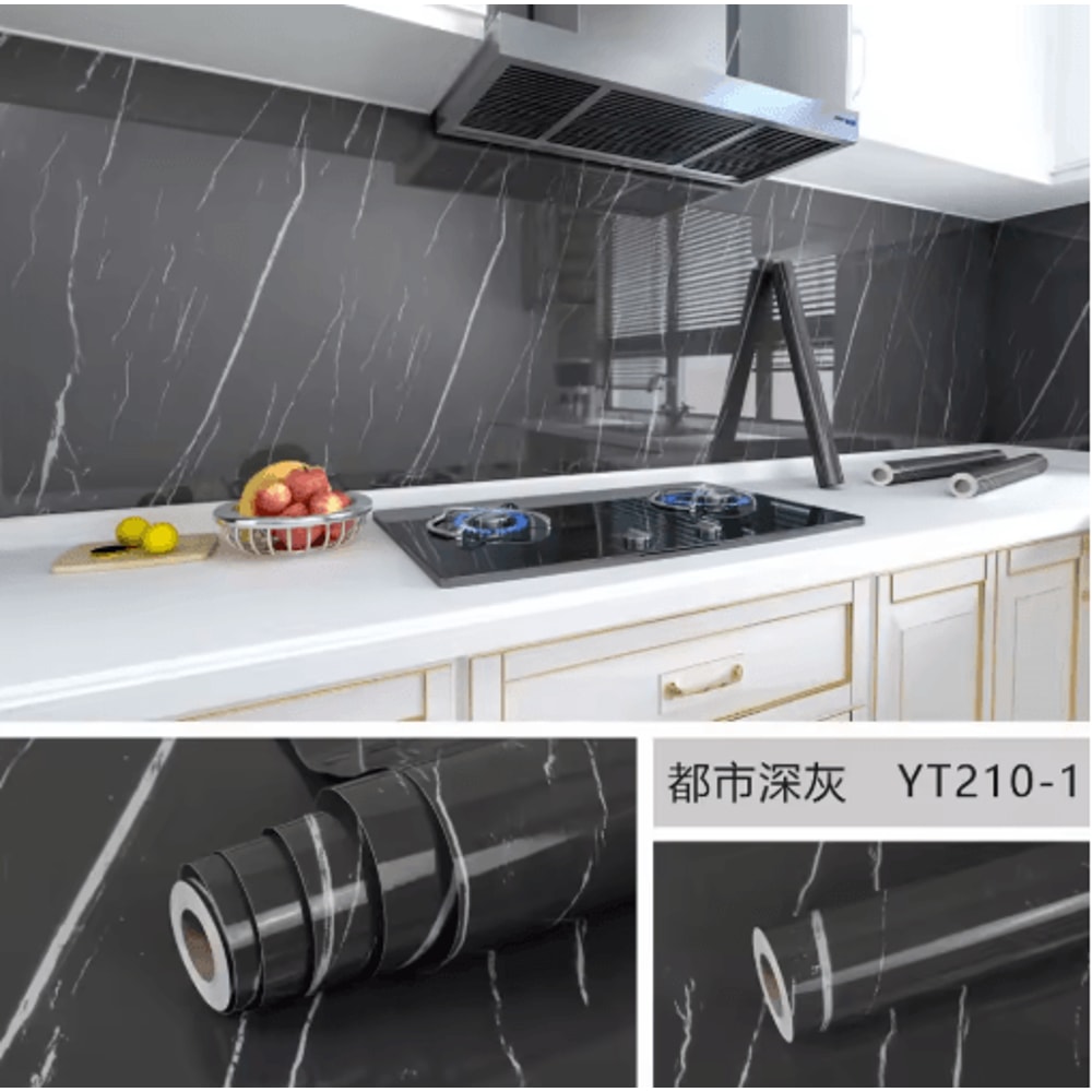 Marble Self Adhesive Wallpaper Waterproof OilProof Kitchen Peel Stick Film 10M X 80CM 2