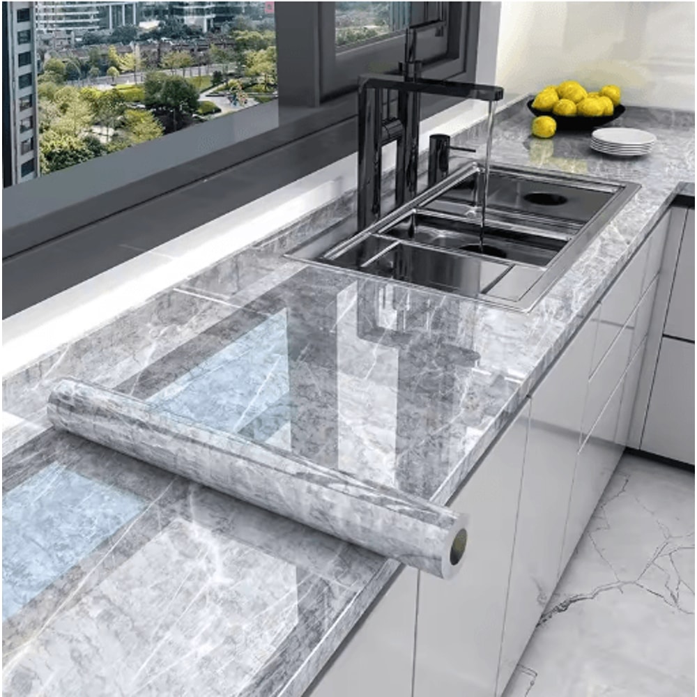 Marble Self Adhesive Wallpaper Waterproof OilProof Kitchen Peel Stick Film 10M X 80CM 18