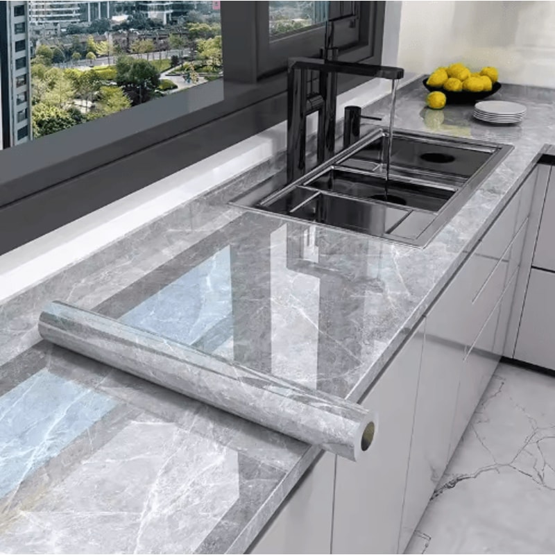 Marble Self Adhesive Wallpaper Waterproof OilProof Kitchen Peel Stick Film 10M X 80CM 19