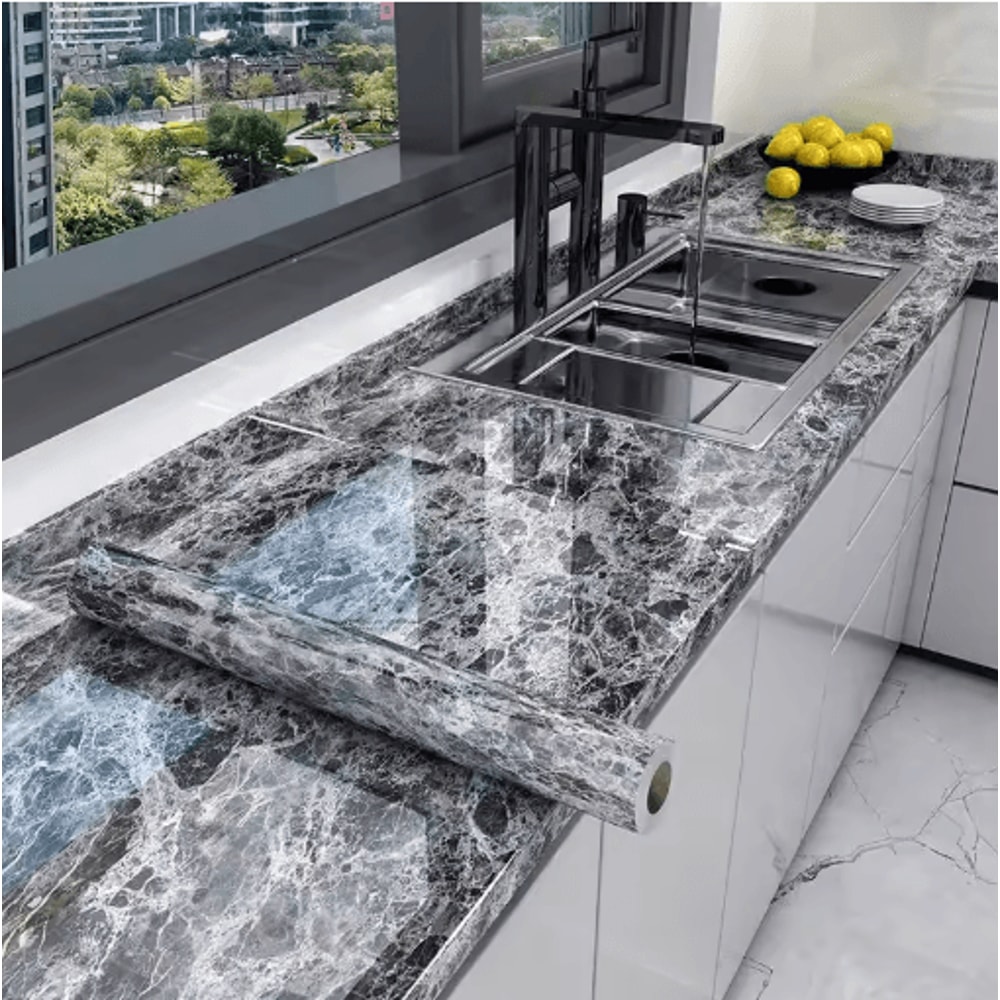 Marble Self Adhesive Wallpaper Waterproof OilProof Kitchen Peel Stick Film 10M X 80CM 21