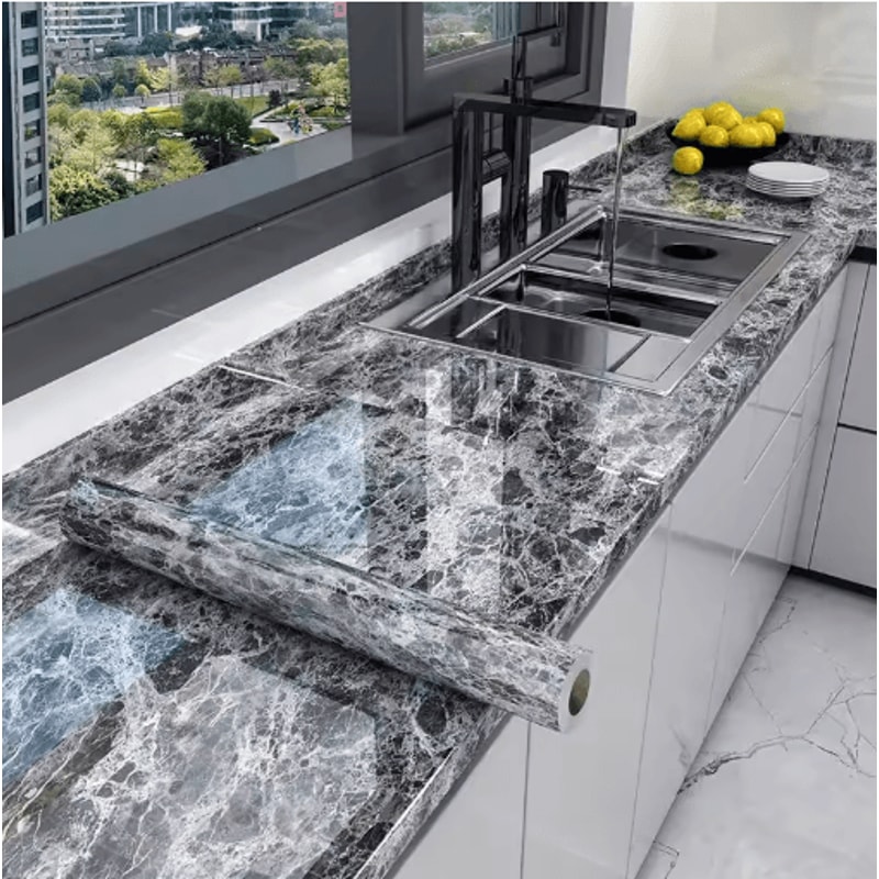 Marble Self Adhesive Wallpaper Waterproof OilProof Kitchen Peel Stick Film 10M X 80CM 21