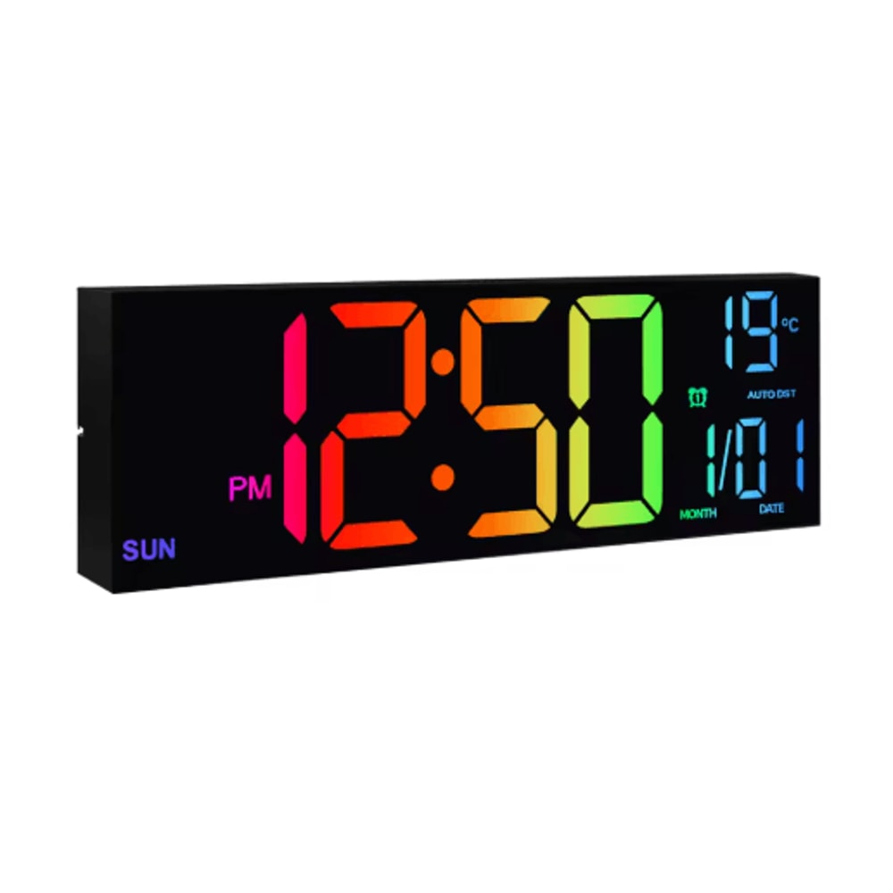16 Large LED Digital Wall Clock RGB Display With Remote Temperature 1