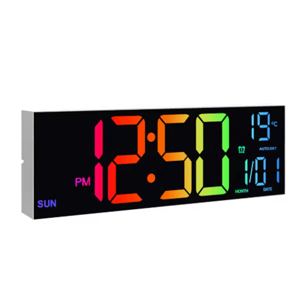 16 Large LED Digital Wall Clock RGB Display With Remote Temperature 2