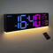 16 Large LED Digital Wall Clock RGB Display With Remote Temperature 0