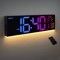 16 Large LED Digital Wall Clock RGB Display With Remote Temperature 0