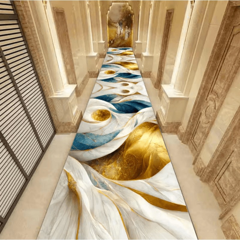 Luxury Marble Corridor Runner Rug Non Slip Custom Hallway Stair Carpet 2