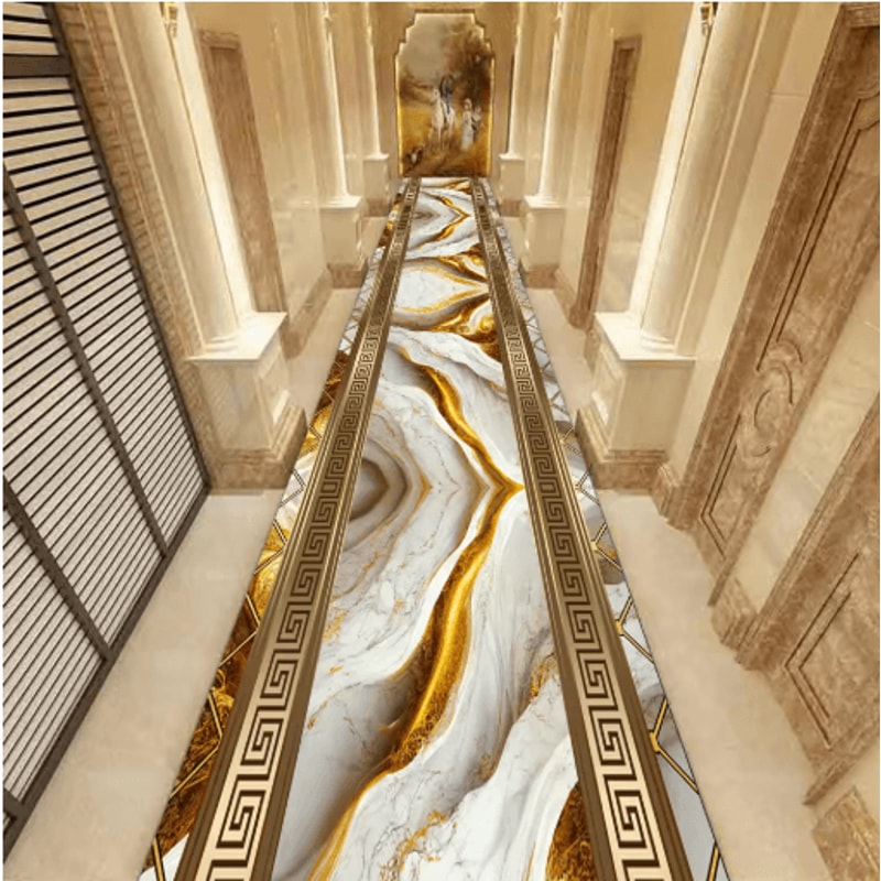 Luxury Marble Corridor Runner Rug Non Slip Custom Hallway Stair Carpet 5