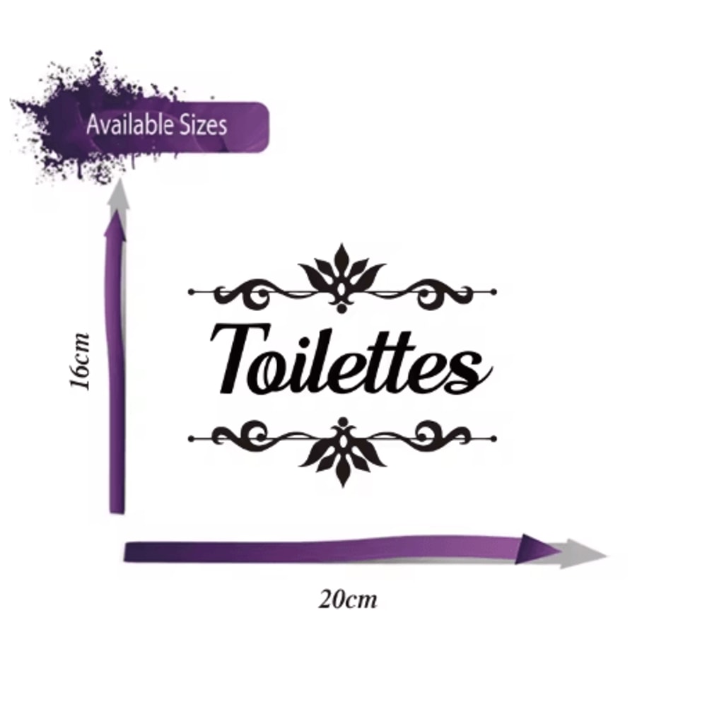 French Toilettes Bathroom Door Sticker Waterproof Floral Vinyl Toilet Decal 3