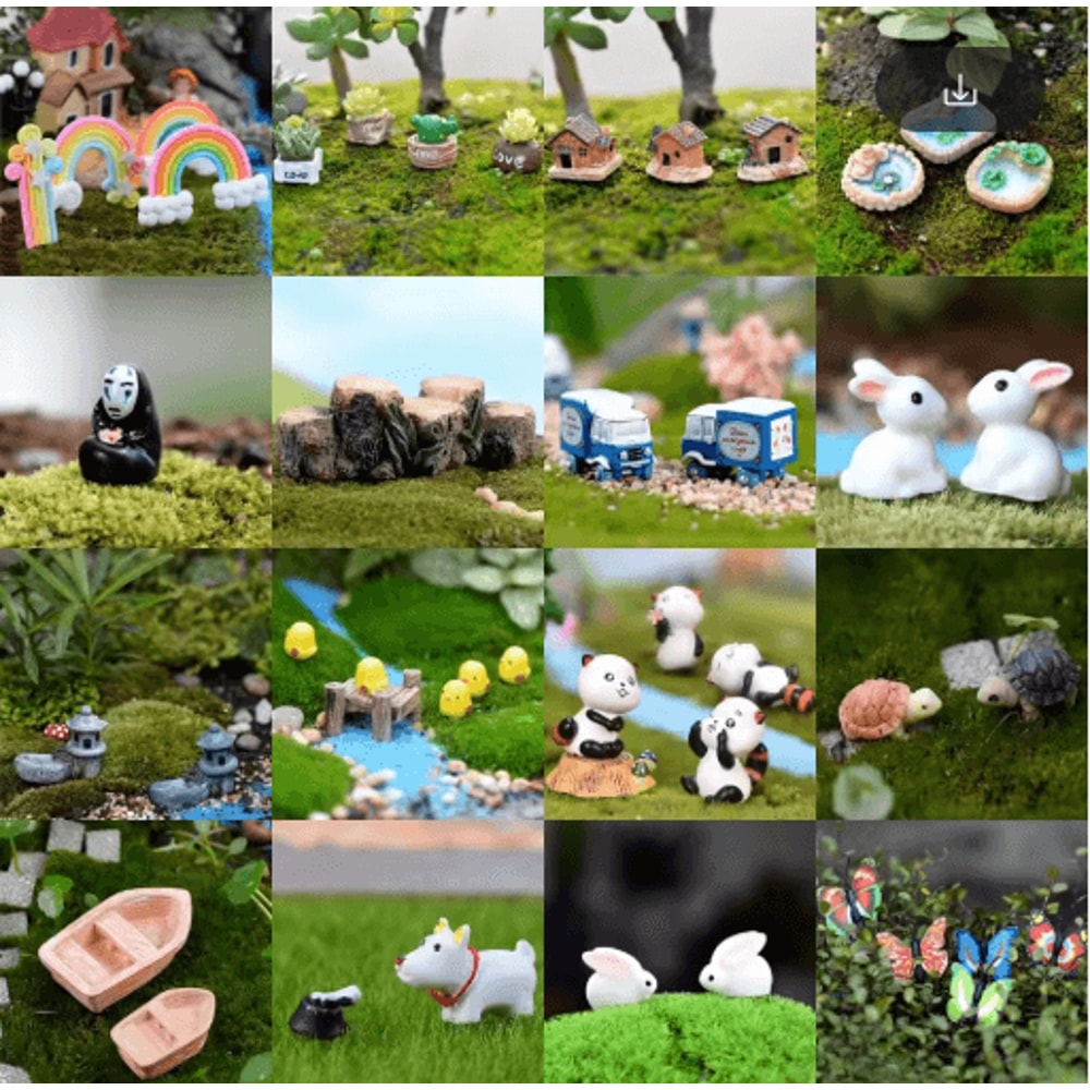 Mini Animal Figurines Set Cute Fairy Garden Bonsai Miniature Decor 21