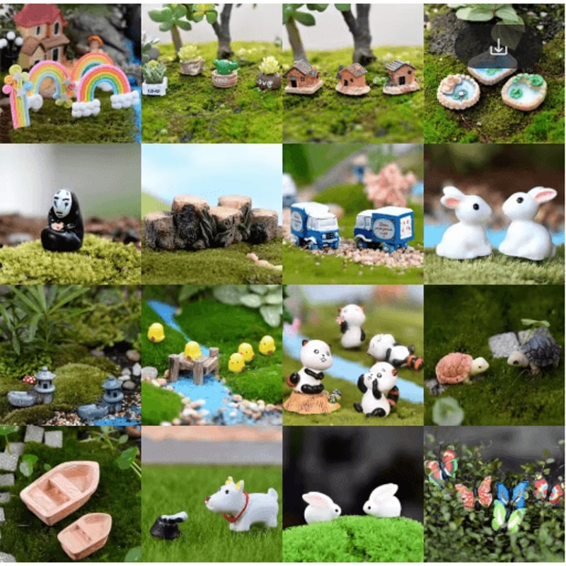 Mini Animal Figurines Set Cute Fairy Garden Bonsai Miniature Decor 21