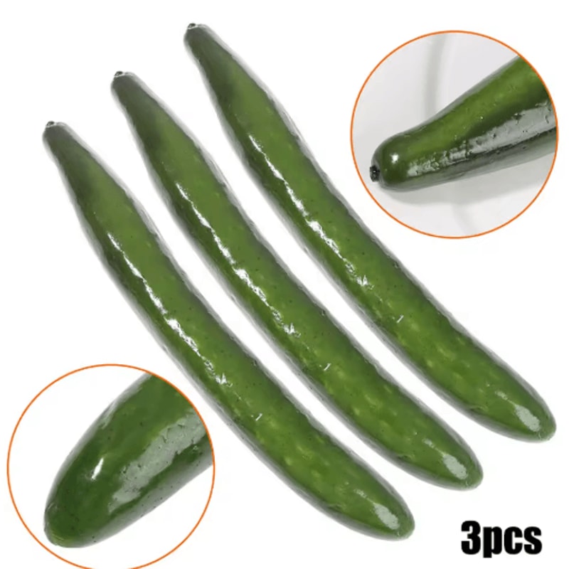 Realistic Fake Cucumber Set Lifelike Kitchen Decoration Display Props 3PCS 1