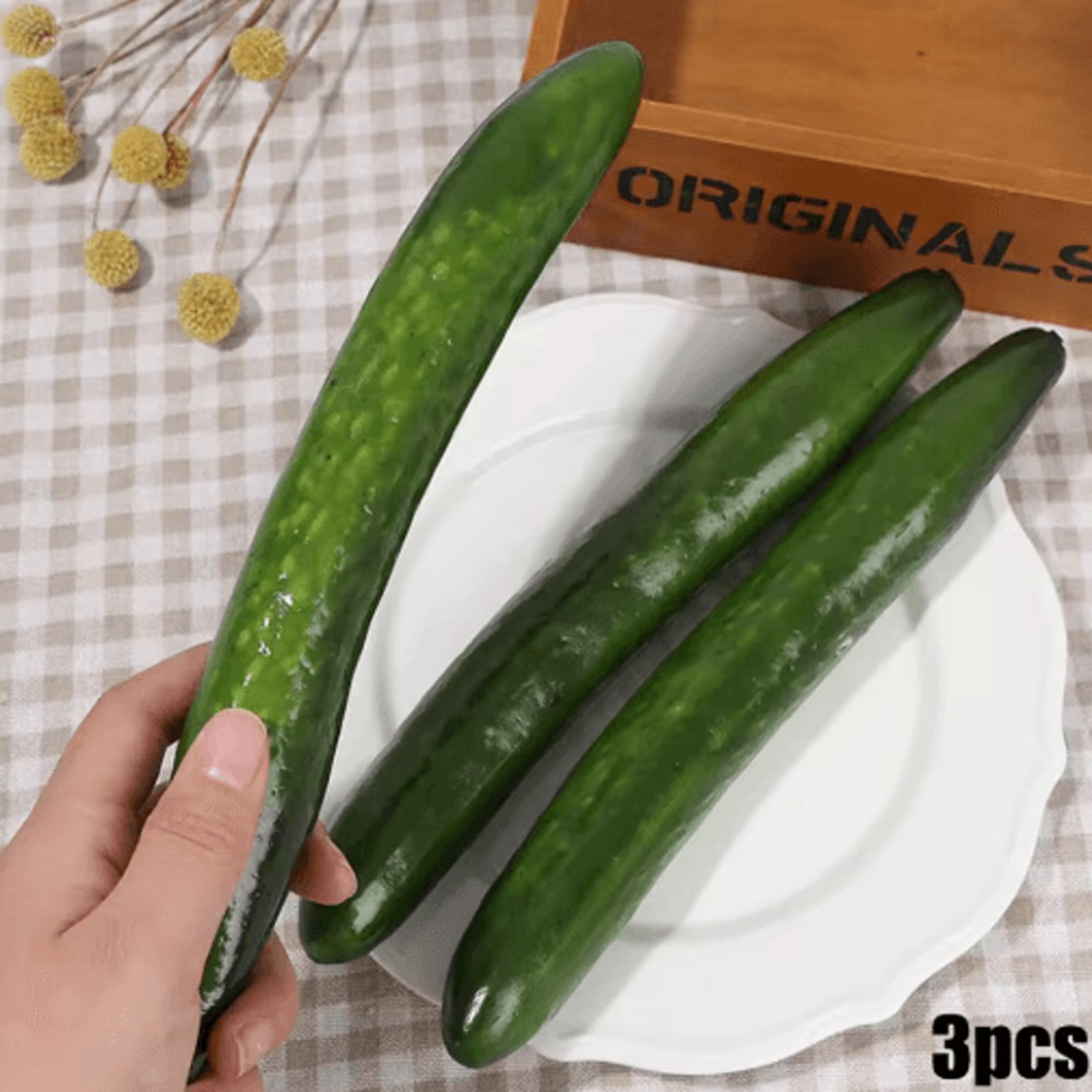 Realistic Fake Cucumber Set Lifelike Kitchen Decoration Display Props 3PCS 2