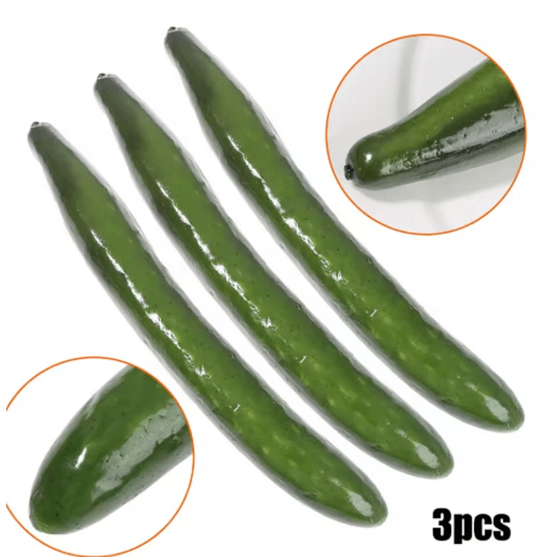Realistic Fake Cucumber Set Lifelike Kitchen Decoration Display Props 3PCS 4
