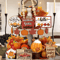 Farmhouse Fall Tiered Tray Decor Set Pumpkin Spice Autumn Centerpiece Accents 3