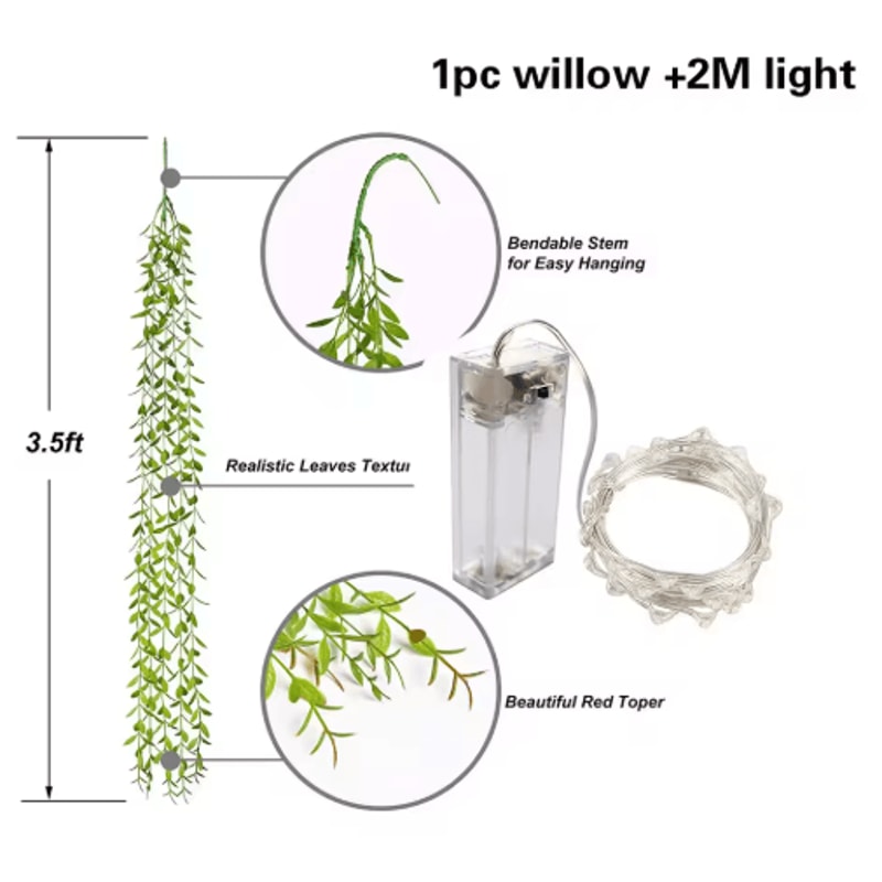 Artificial Ivy Garland With LED Lights Fake Hanging Plants For Wall Decoration 2