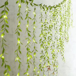 artificial ivy garland with led lights – fake hanging plants for wall decoration