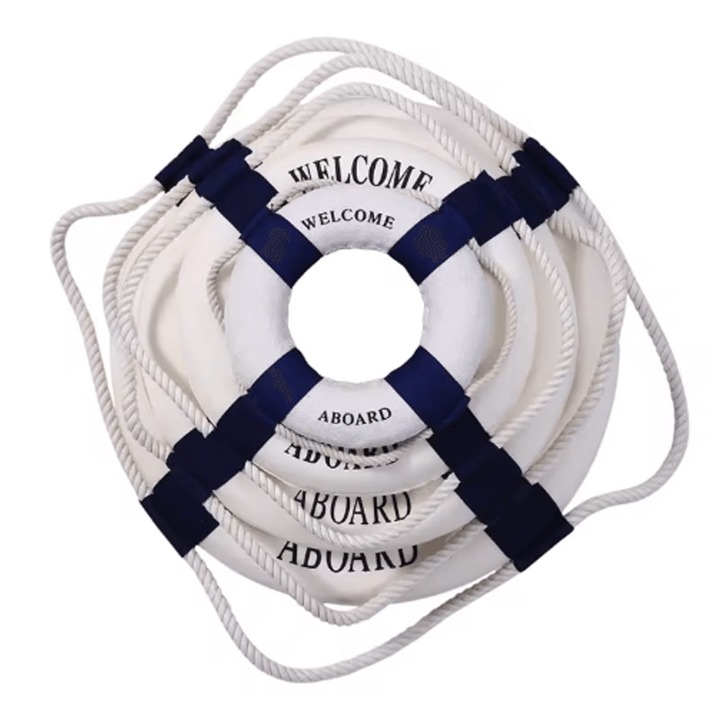 Mediterranean Nautical Lifebuoy Wall Decor Coastal Living Room Ornament 15