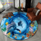 3D Ocean Dolphin Area Rug NonSlip Underwater Illusion Round Carpet 14