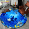 3D Ocean Dolphin Area Rug NonSlip Underwater Illusion Round Carpet 8