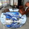 3D Ocean Dolphin Area Rug NonSlip Underwater Illusion Round Carpet 20