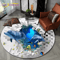 3D Ocean Dolphin Area Rug NonSlip Underwater Illusion Round Carpet 21