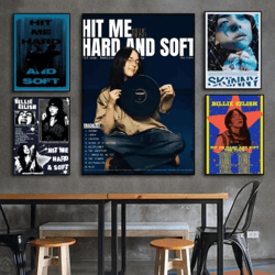 billie eilish vintage kraft poster – retro aesthetic music wall decor