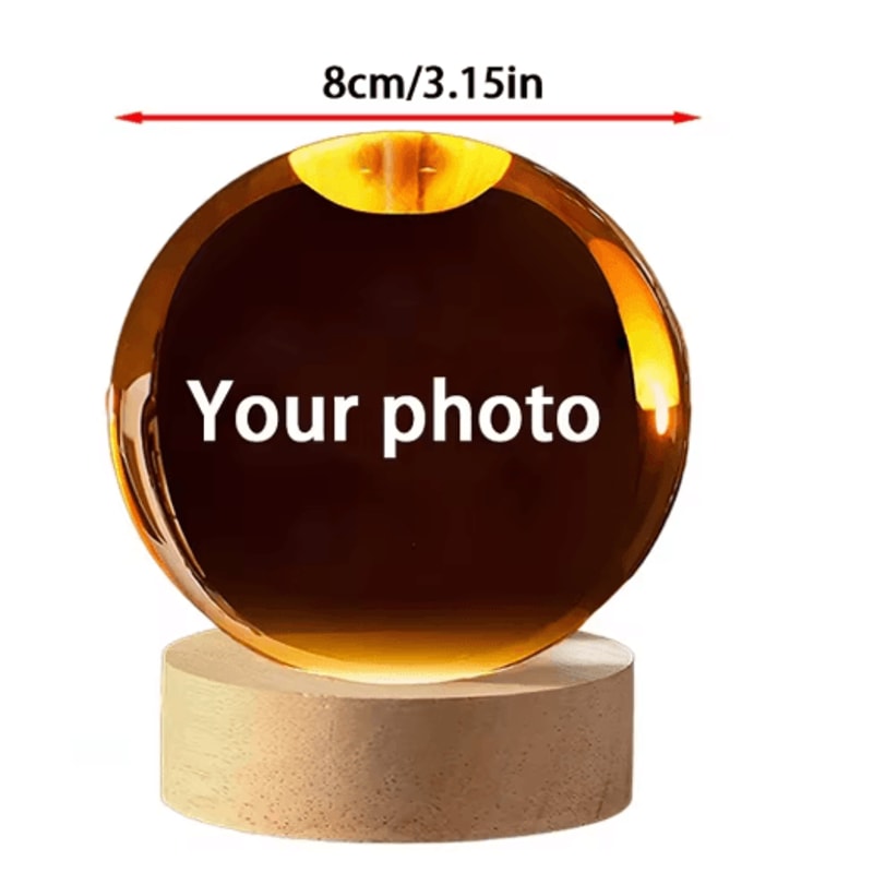 Personalized Ultrasound Crystal Ball Laser Engraved Baby Keepsake Sphere 1