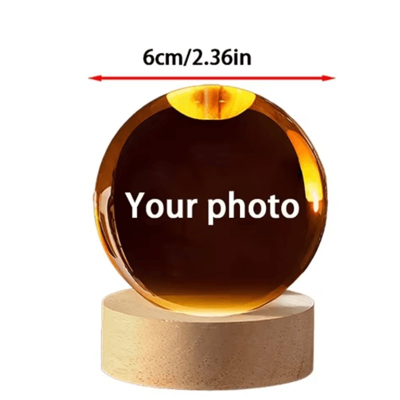 Personalized Ultrasound Crystal Ball Laser Engraved Baby Keepsake Sphere 2