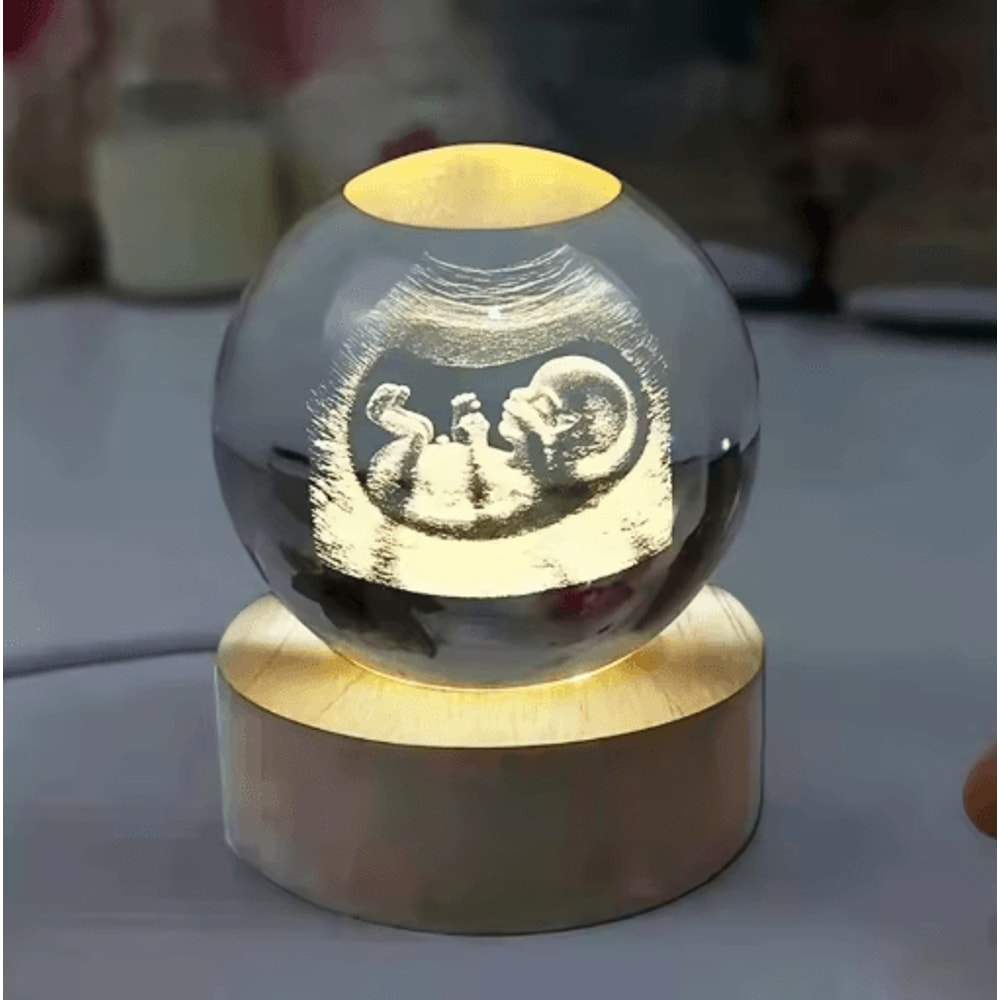 Personalized Ultrasound Crystal Ball Laser Engraved Baby Keepsake Sphere 4
