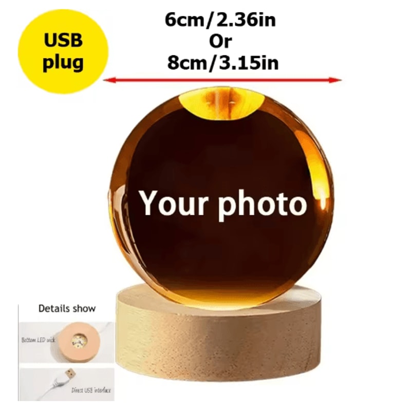 Personalized Ultrasound Crystal Ball Laser Engraved Baby Keepsake Sphere 5