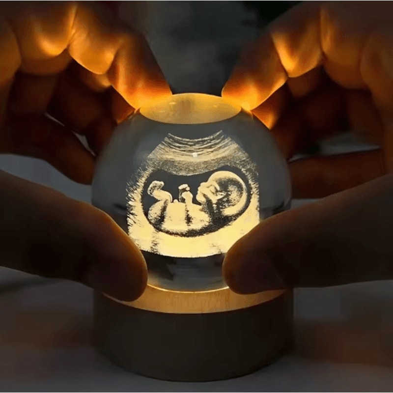 Personalized Ultrasound Crystal Ball Laser Engraved Baby Keepsake Sphere 0