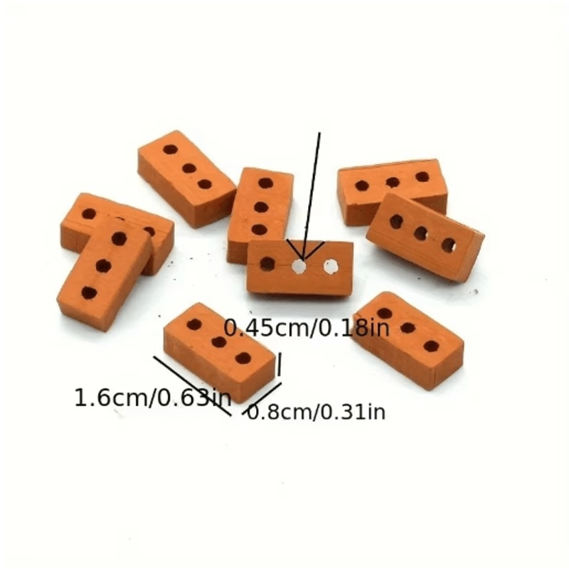 100PCS Mini Clay Brick Set DIY Miniature Building Kit For Crafts Displays 8