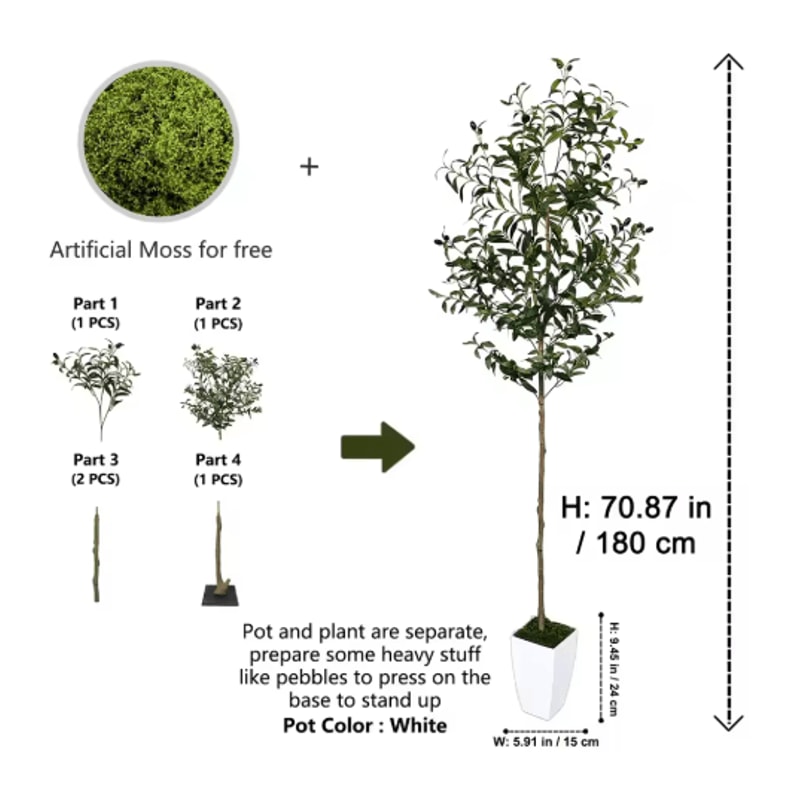 Tall Artificial Olive Tree Branch Minimalist Faux Plant For Modern Home Decor 1