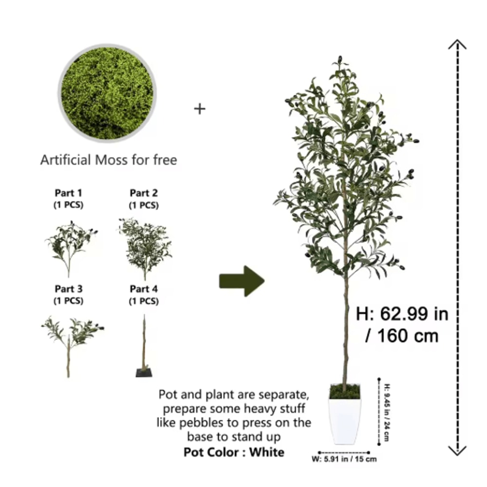 Tall Artificial Olive Tree Branch Minimalist Faux Plant For Modern Home Decor 2