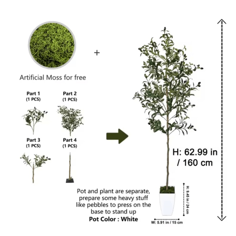 Tall Artificial Olive Tree Branch Minimalist Faux Plant For Modern Home Decor 2